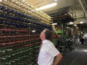 Tim Booth tours Langhorne Carpet Company