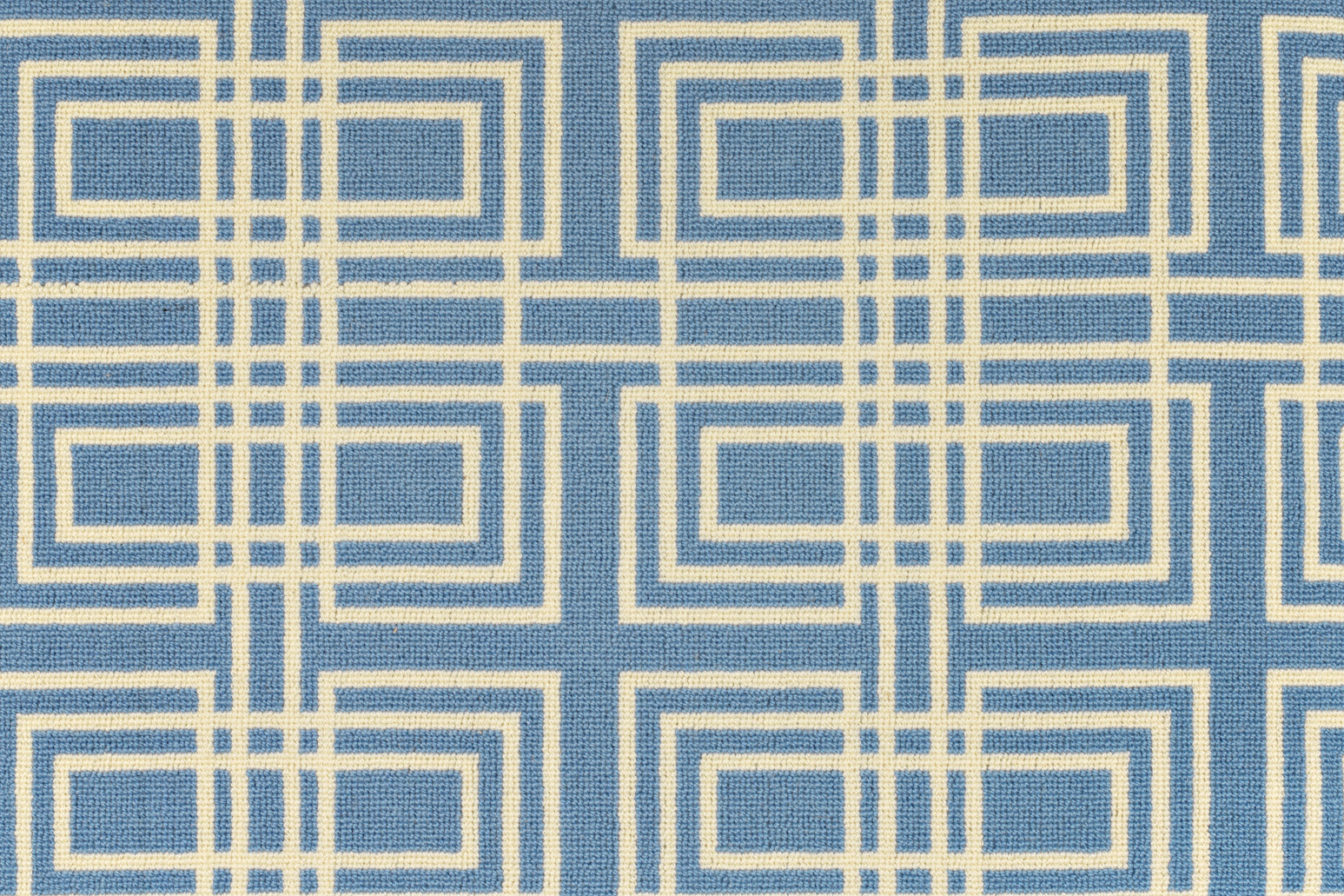 White and Blue Maze Carpet